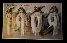1909 Birds~ Babies  Antique~Best New Year Wishes Postcard~k93 picture