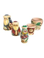 Santa Claus Nesting Stacking Dolls Set of 3 Wood Christmas Toy Russian Style picture