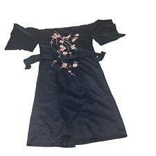 VTG Best Quality  Kimono Made in Japan blue Embroidered Floral Belt picture