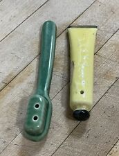 Toothbrush and Toothpaste Ceramic Salt and Pepper Shaker Set Vtg Japan Kitschy picture
