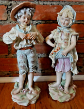 Rare Vintage Kalk Porcelain Bisque Germany Vintage Harvest Boy And Girl Figurine picture