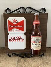 1960s Budweiser Beer 3-D 12oz Bottle Back Bar Sign Game Room Man Cave Bud picture