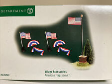 Dept 56 Village Accessories AMERICAN FLAGS, Set of 7,  52943  NEW picture