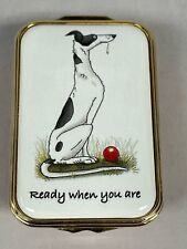 Rare Halcyon Days Enamel Dog Ready When You Are Trinket Box with Storage Box picture