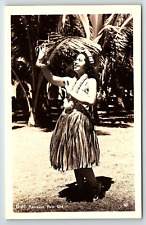 1930s HAWAIIAN ISLANDS HAWAIIAN HULA GIRL SKIRT PALMS KODAK  RPPC POSTCARD P2320 picture