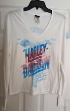 Harley Davidson Womens graphic white tshirt Sz Large picture