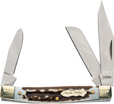 Schrade Junior 3 Folding Pocket Knife Slip-Joint Brown Staglon Stainless 1136001 picture