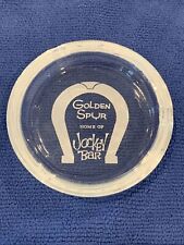 Vintage Golden Spur New York Home of Jockey Bar Clear Glass Ashtray 3.75” 3 Slot picture