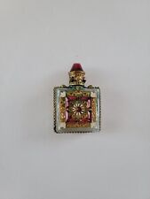 Antique 1920s Perfume Bottle Irice Czech Red Jeweled & Filigree  picture