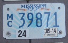 MISSISSIPPI  2014 Guitar Flat Motorcycle Cycle License plate  MC 39871    ^ picture