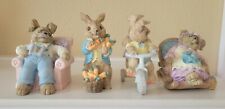 Lot of 4 Vintage Easter Bunny Resin Decorative Figures picture