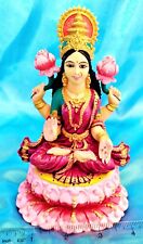 BEAUTIFUL Goddess Laxmi Ji Sitting Pose Sculpture Idol Statue Red Pink Figurine picture