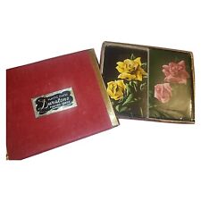 Vintage Duratone Roses Playing Cards Red Velvet Case NOS Sealed Old Tax Stamps picture