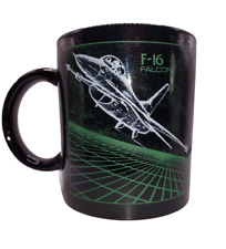 Vintage F16 Falcon Fighter Jet Military Aircraft Black Bird Coffee Mug Tea Cup picture