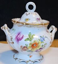 Richard Klemm Dresden Porcelain Antique Sugar Bowl  Floral & Gold NEAR MINT picture