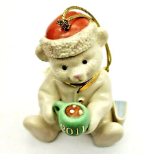 Lenox 2011 A Cozy Cup Of Cocoa Teddy Porcelain Ornament Handcrafted New in Box picture
