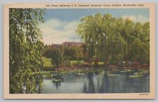 Muskogee Oklahoma~Honor Heights~Veterans Hospital~Lily Pond~Linen Postcard picture