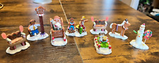 Vintage Mini 8 Pc Gingerbread Christmas Display, Pre-owned in VG Condition. picture