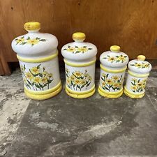 Vintage 1978 Sears Roebuck & Co. 4 Piece Jar Canister Set Yellow Daisies picture