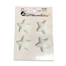 Vintage 1980s Streamline 4 Large White Star-Shaped Plastic Sew-on Shirt Buttons picture
