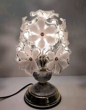 Vintage White Lucite Flower Lamp With Gold And Floral Base Granny core MCM picture