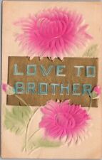 c1910s Large Letter Embossed Greetings Postcard LOVE TO BROTHER