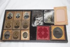 Lot of 12 - Daguerreotype ? Ambrotypes ?  &  Tintype photos . Tray not included. picture