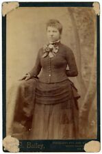 CIRCA 1890'S CABINET CARD Beautiful Young Woman Stunning Victorian Dress Bailey picture