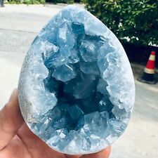1.97LB natural blue celestite geode quartz crystal mineral specimen healing picture