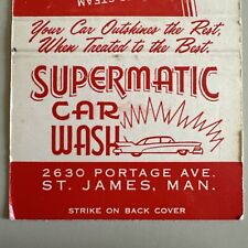 Vintage 1950s Supermatic Car Wash Matchbook Cover picture
