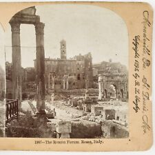 Roman Forum Plaza Ruins Stereoview c1895 Rome Italy Triumphal Column Photo A2394 picture