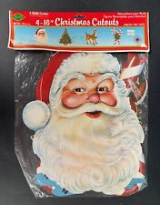 VINTAGE 1989  BEISTLE 4 - 16'' CHRISTMAS TWO SIDED CUTOUT SANTA CANDY NEW picture