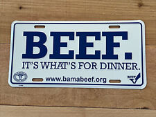 BEEF It's What's For Dinner METAL License Plate Blue Raised Letters EAT BEEF Tag picture