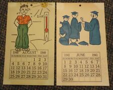 August 1940 and June 1941 calendar cards picture