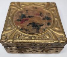 Antique Italian Handmade Florentine Gilded Gold/Floral Wooden Portait Hinged Box picture