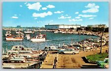 Chicago Illinois~Burnham Park Yacht Harbor & McCormick Place~Vintage Postcard picture