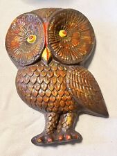 Large Vintage 1976 Brown/Orange OWL  7.5 Inches Tall CHALKWARE WALL ART Plaque picture