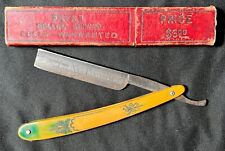 c. 1900 W.H. MORLEY & SONS Straight Razor Celluloid Handle w $3 Box GERMANY picture