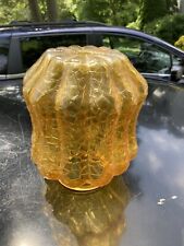 Vintage MCM Amber Crackle Glass Globe Lamp Shade 8