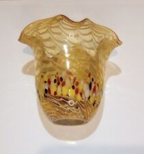Hand Blown Art Glass Ruffled Handkerchief Lamp Shade Heavy picture
