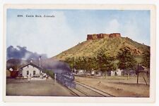 CO, Castle Rock. TRAIN LEAVING THE RAILROAD STATION. Early Postcard picture