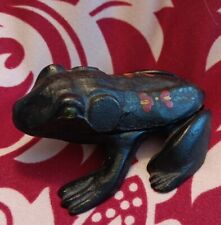 Very Rare Wilton Vintage Cast Iron Black Frog Match Safe Trinket Box Hinged picture