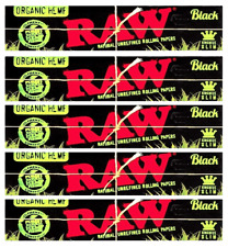 5x Raw Black Organic Hemp Rolling Papers King Size 5 Packs USA SHIPPED picture
