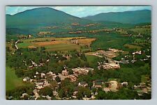 Manchester Center VT-Vermont, Aerial Town Scenic Mountain View Vintage Postcard picture