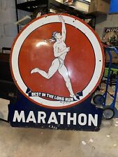 Very Large Marathon Oil Gas Double Sided Porcelain Sign 58” x 48” picture
