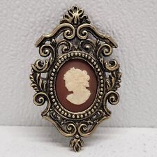 Vintage Brass Framed Cameo of a Lady Victorian Goddess Decor 4