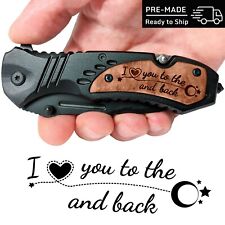 I Love You to the Moon and Back, Engraved Pocket Knife, Anniversary Gift for Him picture