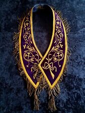 RARE Oddfellows Collar IOOF Purple Gold w Metal Tassels Embroidered Ceremonial picture
