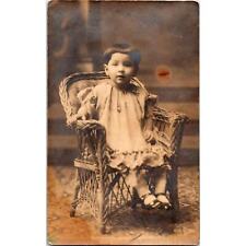 Vintage Postcard RPPC Cute Little Girl, Short Hair and Necklace Rotundo Studio picture