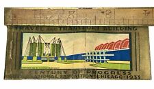 1933 Century of Progress Chicago Travel Transport Building Advert Matchbook ILL  picture